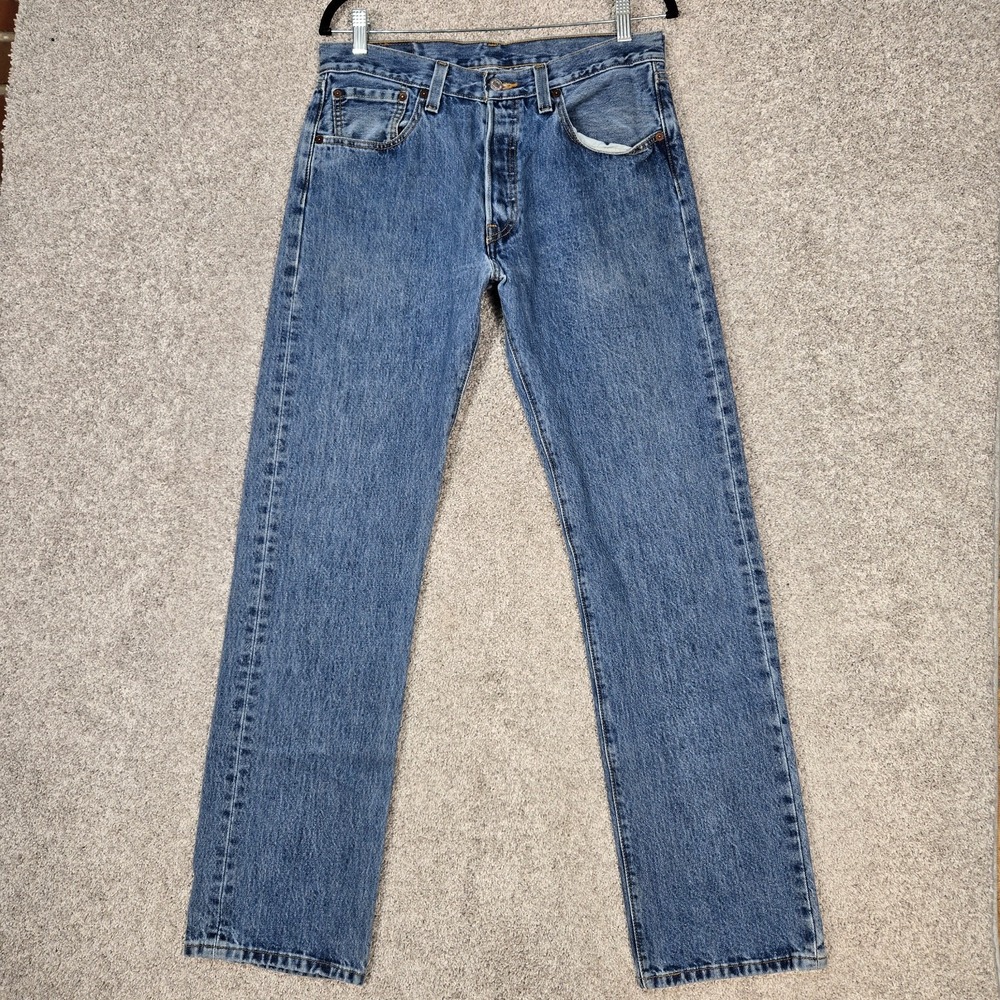 Levis 501 Jeans Mens 33x34 (fit 32x32.5) Blue Button Fly Denim 100% cotton